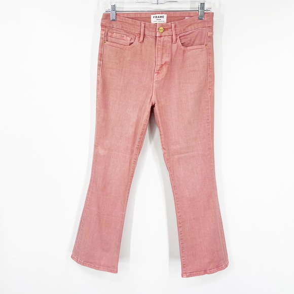 Frame Le Crop Mini Boot High Rise Jeans in Peony - Picture 1 of 9